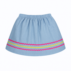 Girls multi rainbow denim skirt