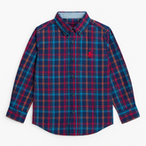 Boys Blue and Zinc check casual shirt