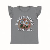 Girls grey happy mind T-shirt