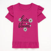 Girls magenta blossom T-shirt frock
