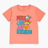 Girls peach glitter ice cream T-Shirt