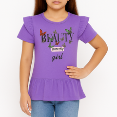 Girls purple beauty T-shirt frock