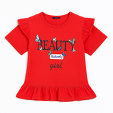 Girls red beauty T-shirt frock.