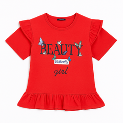 Girls red beauty T-shirt frock.