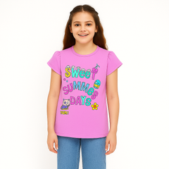 Girls magenta summer day T-shirt