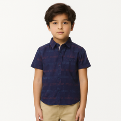 Boys blue pattern casual shirt