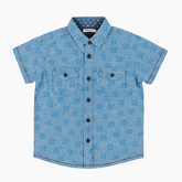 Boys blue printed casual shirt