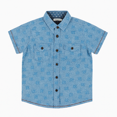 Boys blue printed casual shirt