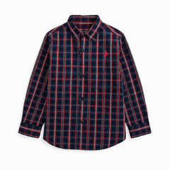 Boys purple and red checkered casual shirt