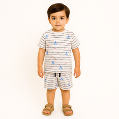 Boys White lining shorts tracksuit