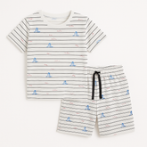 Boys White lining shorts tracksuit