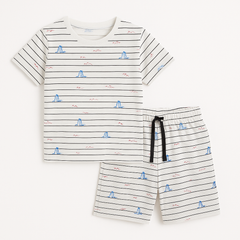 Boys White lining shorts tracksuit
