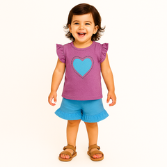 Girls magenta heart 2 pc