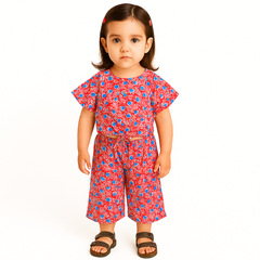 Girls red floral skate fish suit