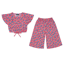 Girls red floral skate fish suit