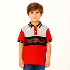 Boys black red and gray Tommy polo shirt