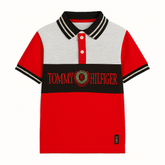 Boys black red and gray Tommy polo shirt