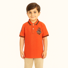 Boys peach patch polo shirt