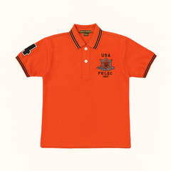 Boys peach patch polo shirt