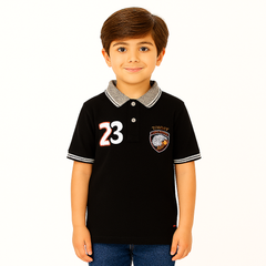 Boys black eagle polo shirt