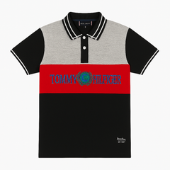 Boys black gray and red Tommy’s polo shirt