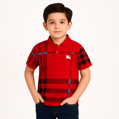 Boys red and black lining polo shirt