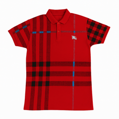 Boys red and black lining polo shirt