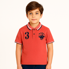 Boys peach horse embroidered polo