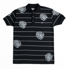 Boys black leaf polo shirt