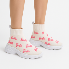 Girls white Barbie long shoes