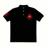 Boys black patch polo shirt