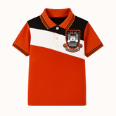 Boys peach,white and black polo shirt