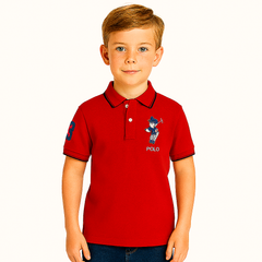 Boys red bear polo shirt