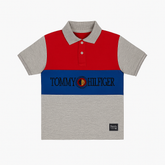 Boys gray red and blue Tommy’s polo shirt