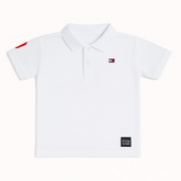 Boys white embroided polo shirt
