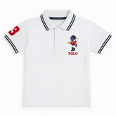 Boys white bear polo shirt