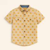Boys brown printed casual shirt
