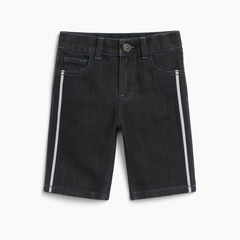 Boys gray side stripe denim shorts