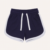 Girls blue shorts with white side stripe
