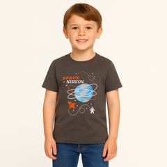 Boys ash gray space nission t-shirt