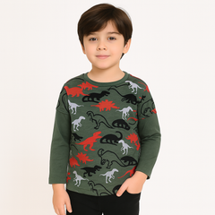 Boys green Dino pattern T-shirt