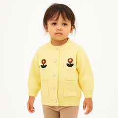 Girls yellow flower cardigan sweater