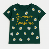Girls green flower glitter T-Shirt