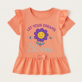 Girls peech frill flower T-Shirt