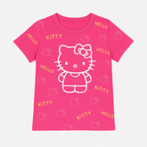 Girls Pink hello kitty emboss T-Shirt