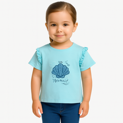 Girls sequin shell blue T-Shirt