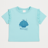 Girls sequin shell blue T-Shirt