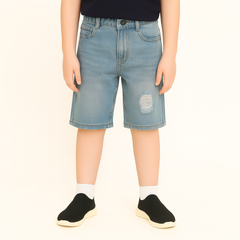 Boys ice blue denim ripped shorts
