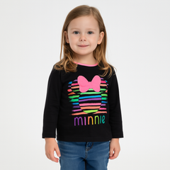 Girls black t-shirt with rainbow lining