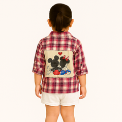 Girls micky mouse check shirt
